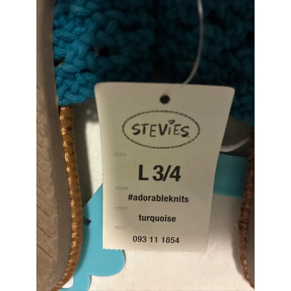 Stevies Sandals Girls Youth 3/4 Turquoise Adorable Knits‎ Crochet Flip Flop NEW